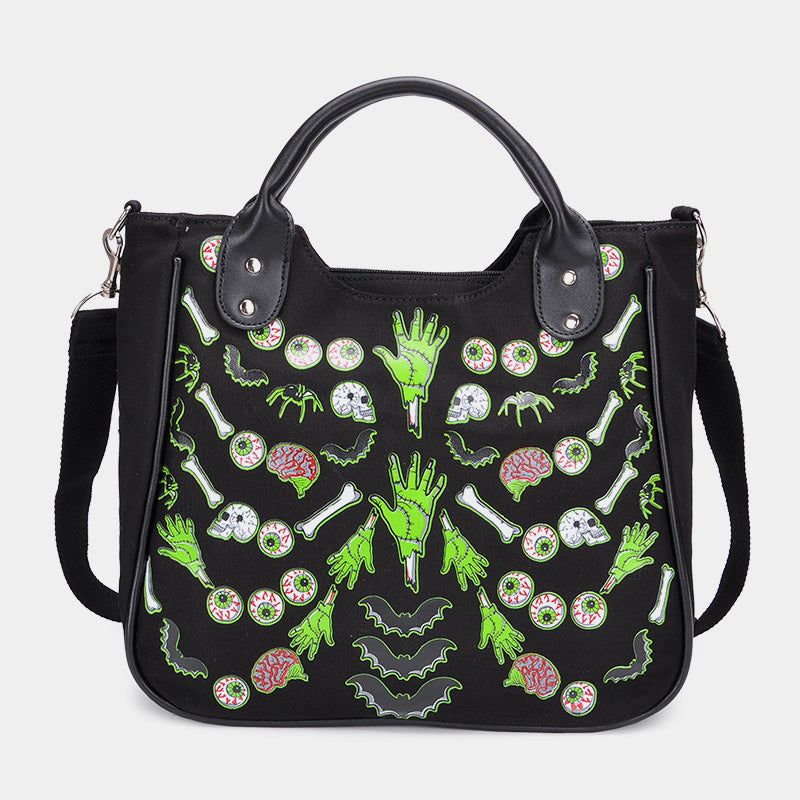 Large-Capacity Skull Print Crossbody Bag Handbag