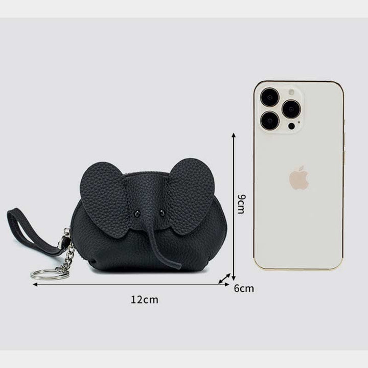 Women Small Coin Purse Elephant Leather Wallet Change Pouch Wristlet