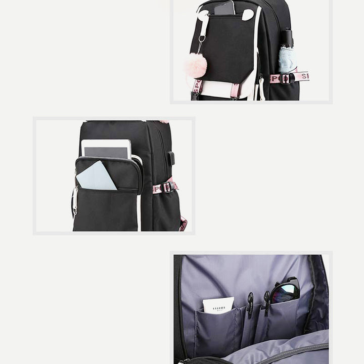 Teenage Girls School Backpack Student Bookbag with USB & Earphone Port