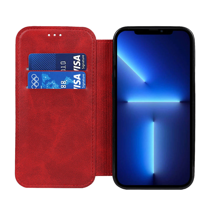 Phone Case for iPhone 14 Clamshell Leather Card Slot Case