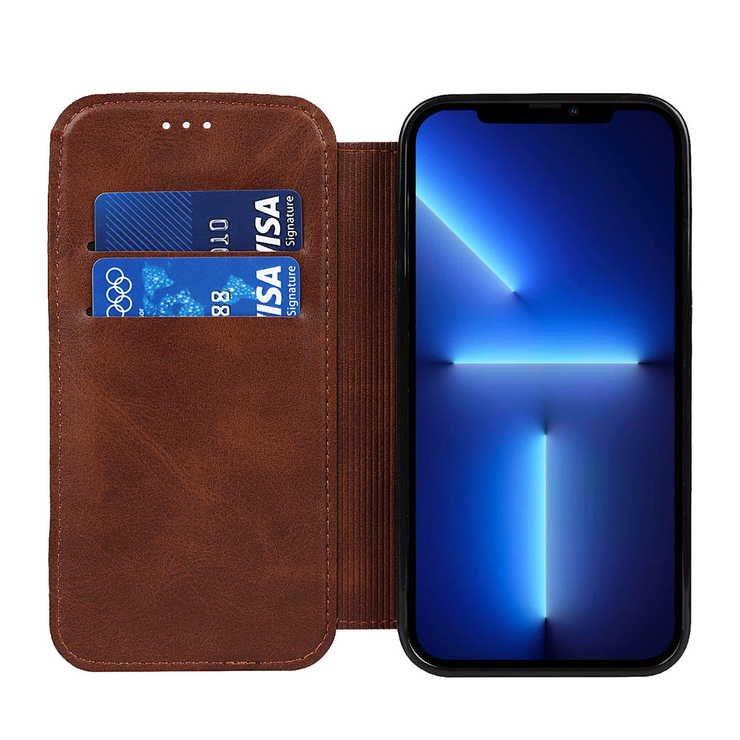 Phone Case for iPhone 14 Clamshell Leather Card Slot Case