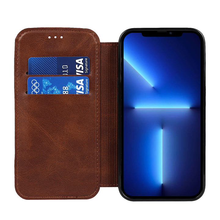 Phone Case for iPhone 14 Clamshell Leather Card Slot Case