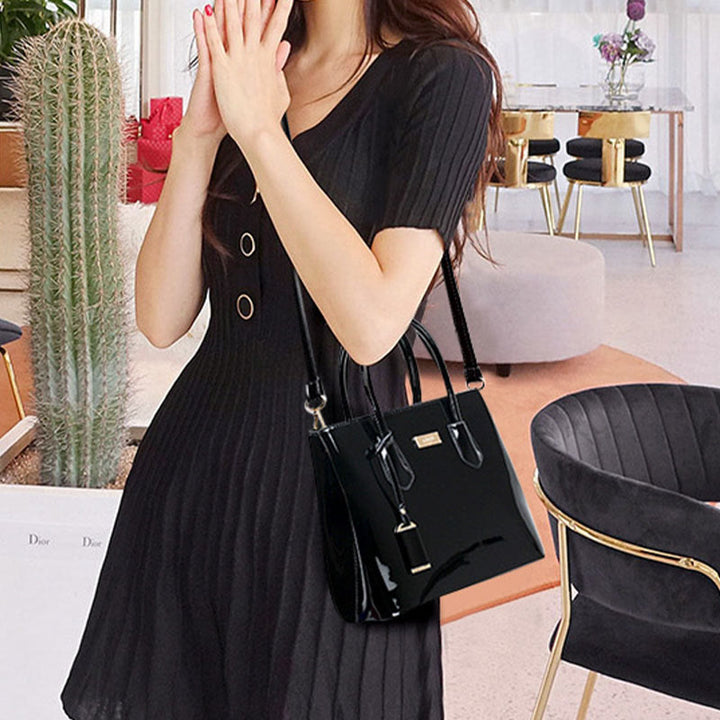 Retro mirror shiny leather Bucket Bag Women Crossbody handbag - image 3