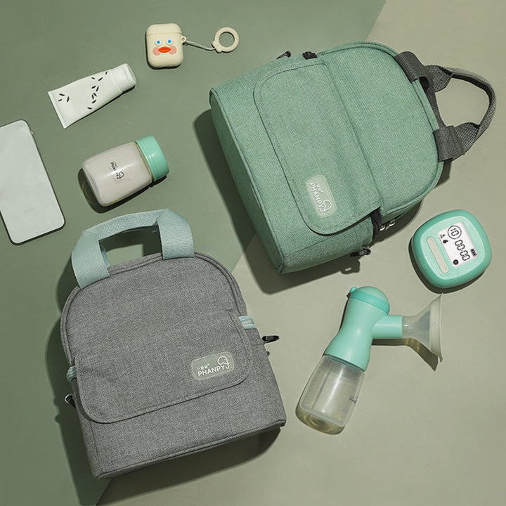 Insulated Baby Bottle Bag Mommy Bag Breastmilk Cooler Bag with Contoured Ice Pack