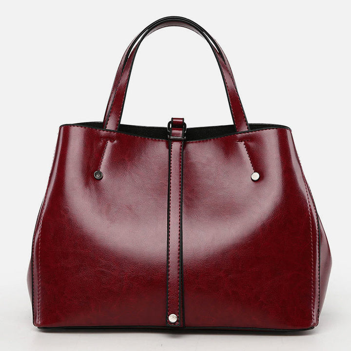 Minimalist Tote Pure Color Leather Crossbody Handbag For Women - FireBrick - image 0
