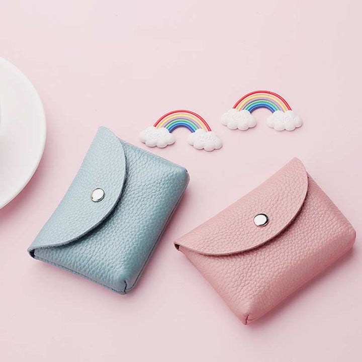 Genuine Leather Coin Purse Mini Wallet Card Holder with Zipper Pocket