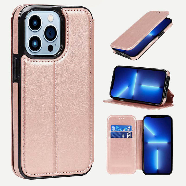 Phone Case for iPhone 14 Clamshell Leather Card Slot Case