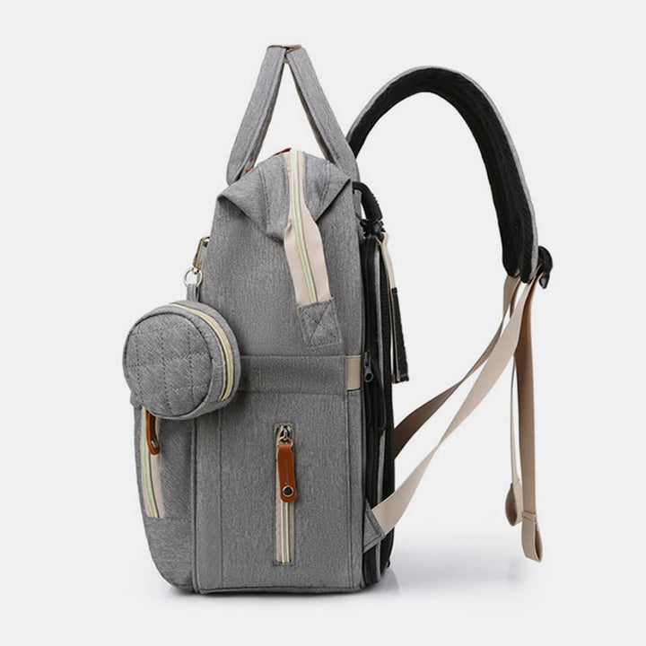 Multi Functional Mommy Bag With Crib Simple Waterproof Oxford Backpack