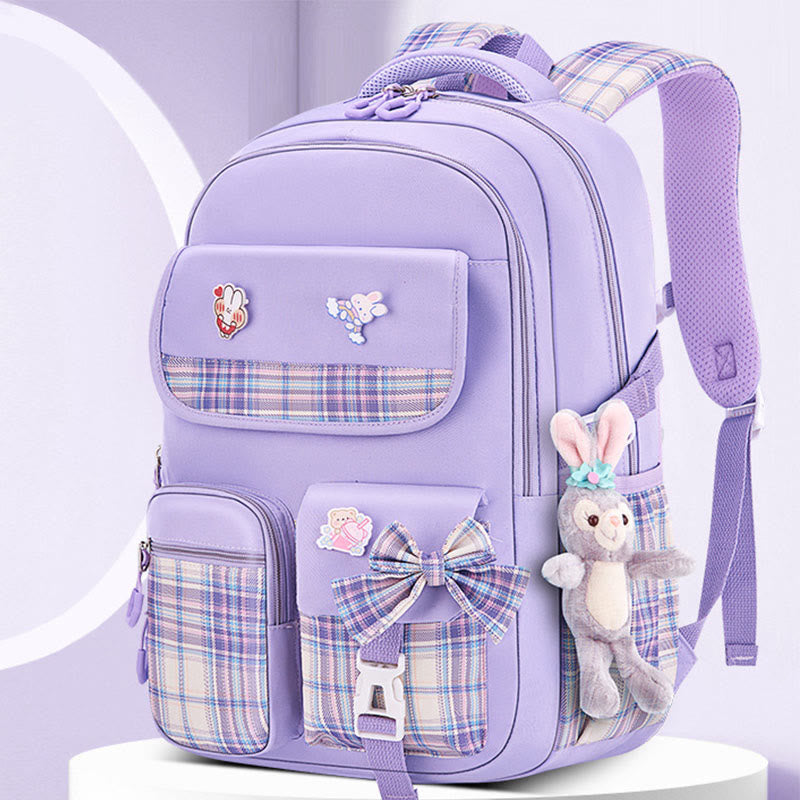 Backpack For Girls Cute Cartoon Pendant Lightweight Large Capacity Schoolbag