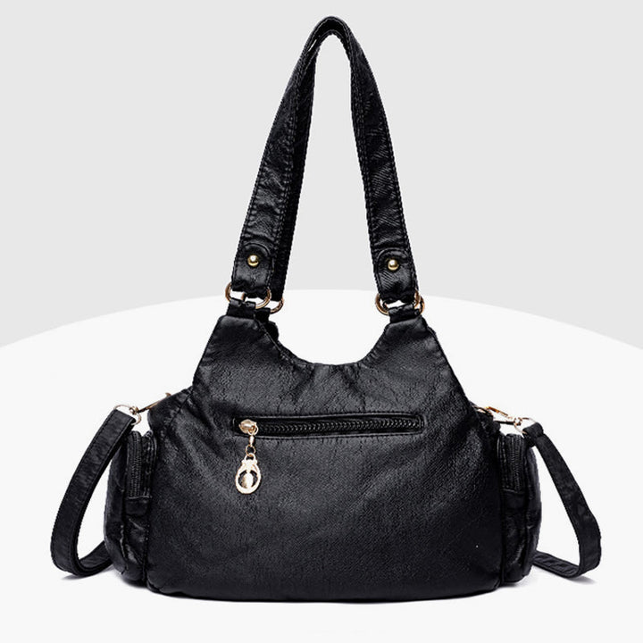 Multiple Pocket Shoulder Bag Women Colorful Large Leather Crossbody Purse