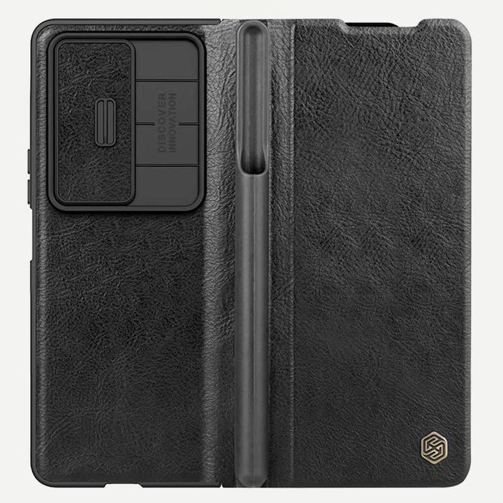 Leather Phone Case for Samsung Galaxy Z Fold 4 5G with S Pen Case