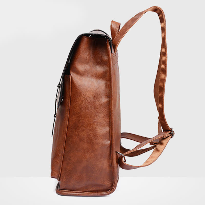 Mens Backpack Purse PU Leather Laptop Backpack Travel Business College Bookbag - image 8