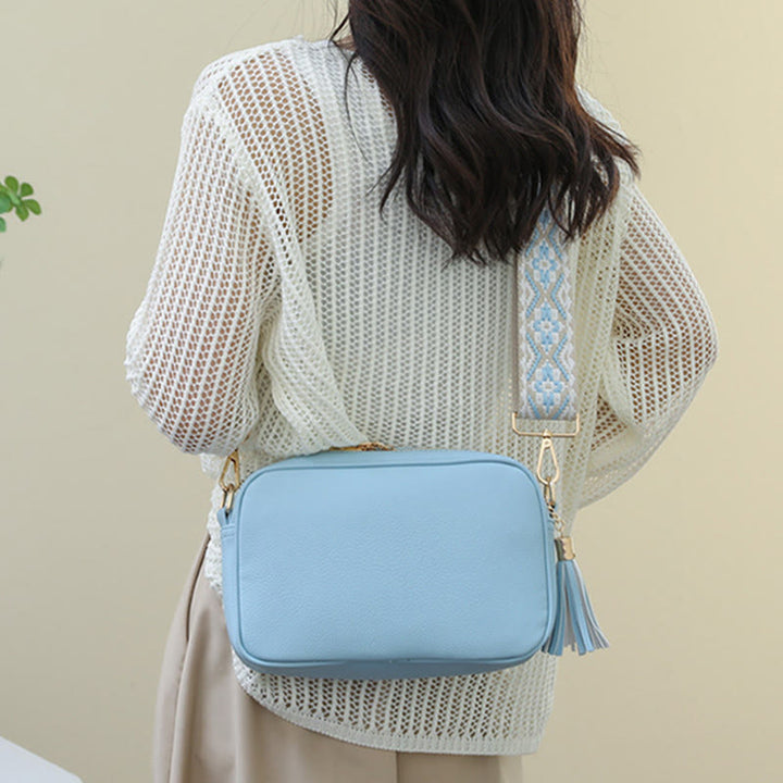 Crossbody Bag For Women Tassel Solid Color Casual Leather Bag