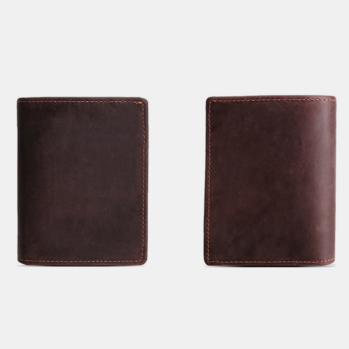 Retro Men's Large Capacity Genuine Leather Bifold Wallet Credit Card Holder