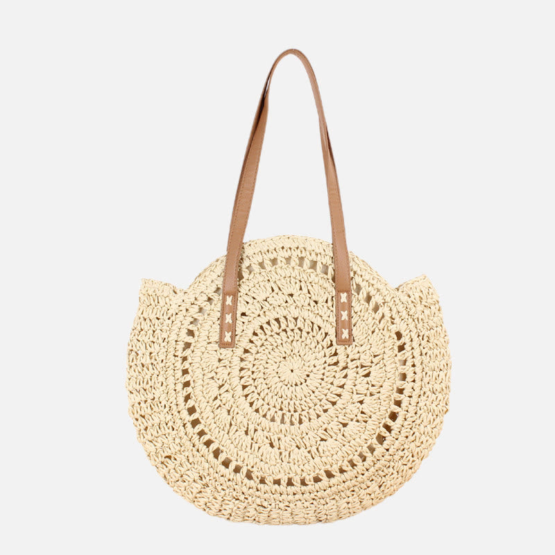 Beach Bag for Women Simple straw Large Capacity round Handbag