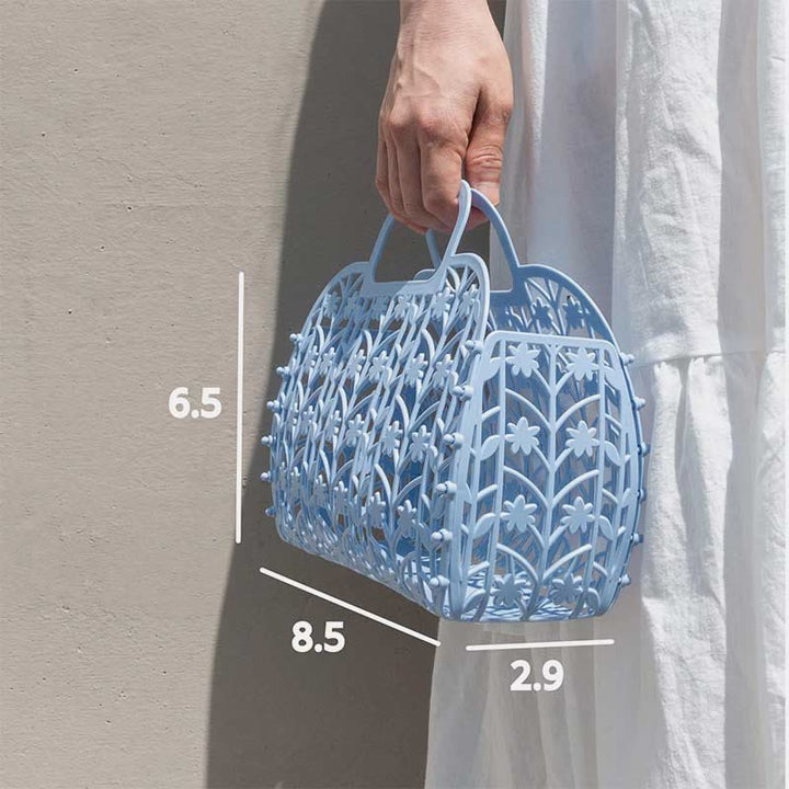Handbag for Bathroom Pink Collapsible Plastic Storage Bath Basket