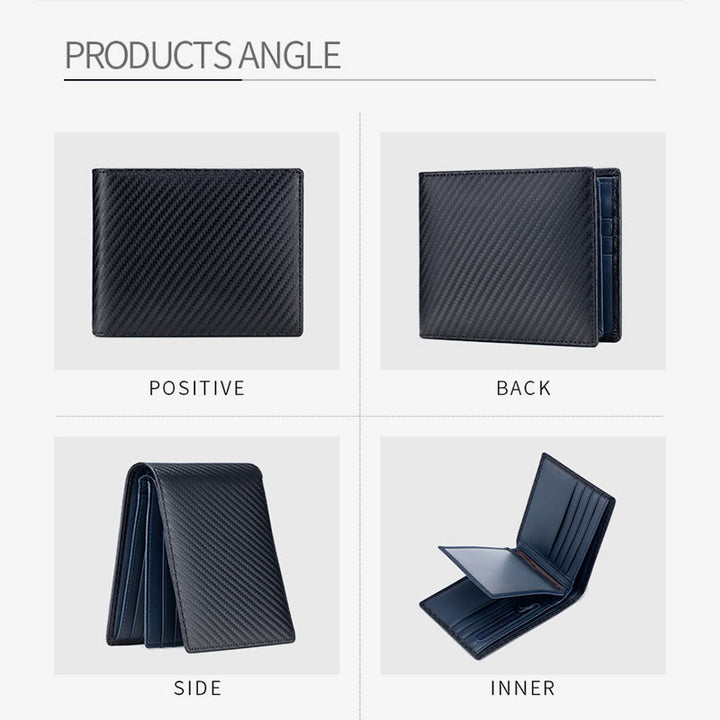 Mens RFID Leather Wallet Multiple Card Slots Short Money Clip