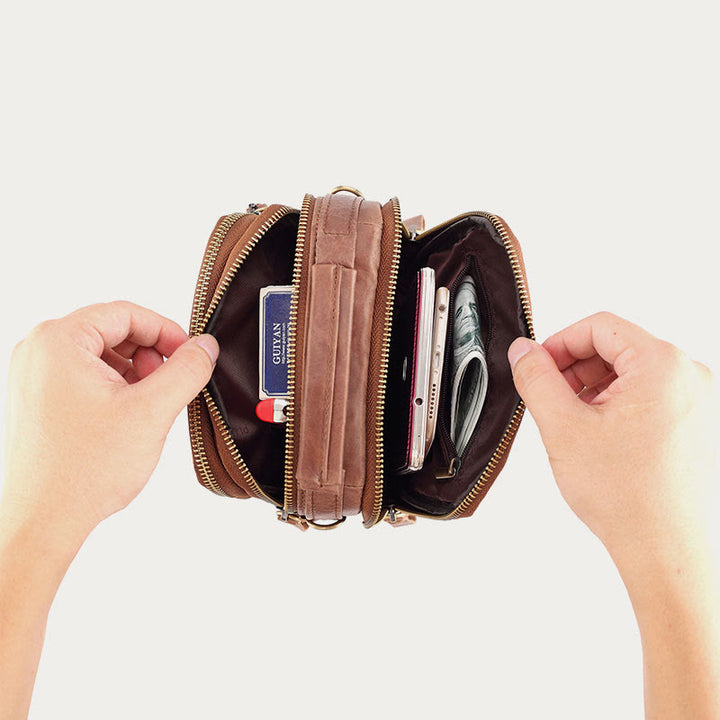 Messenger Bag For Men Business Small Portable Leather Crossbody Bag