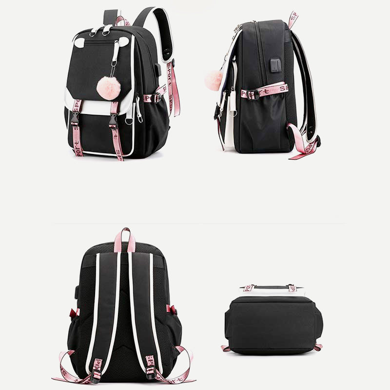Teenage Girls School Backpack Student Bookbag with USB & Earphone Port