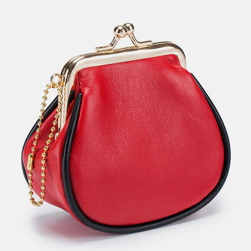 Mini Leather Coin Purse Vintage Pouch Kiss-Lock Change Purse Wallets