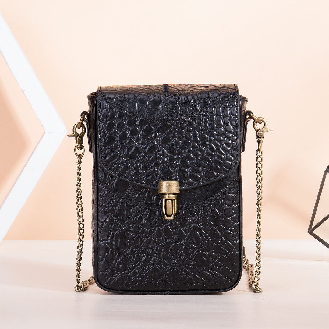 Small Chain Bag For Women Mix Color Leather Crossbody Phone Bag