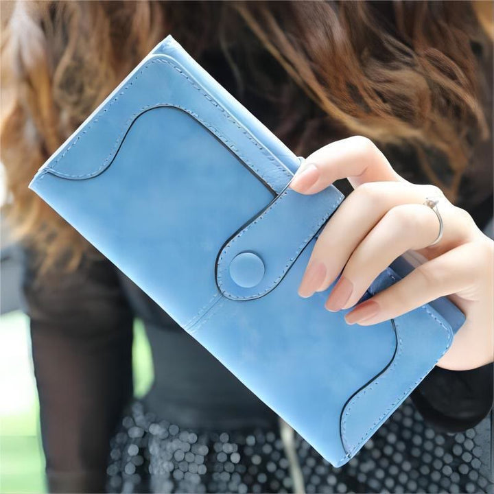 Long Wallet For Women Solid Color Multiple Slot Daily Purse - LightSkyBlue - image 18