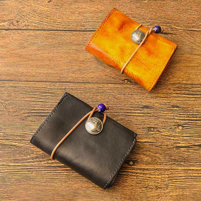 Retro Handmade Genuine Leather Card Holder Wallet for Men Women - image 11