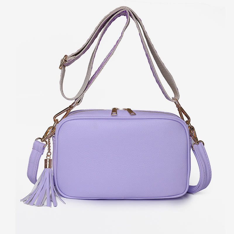 Crossbody Bag For Women Tassel Solid Color Casual Leather Bag
