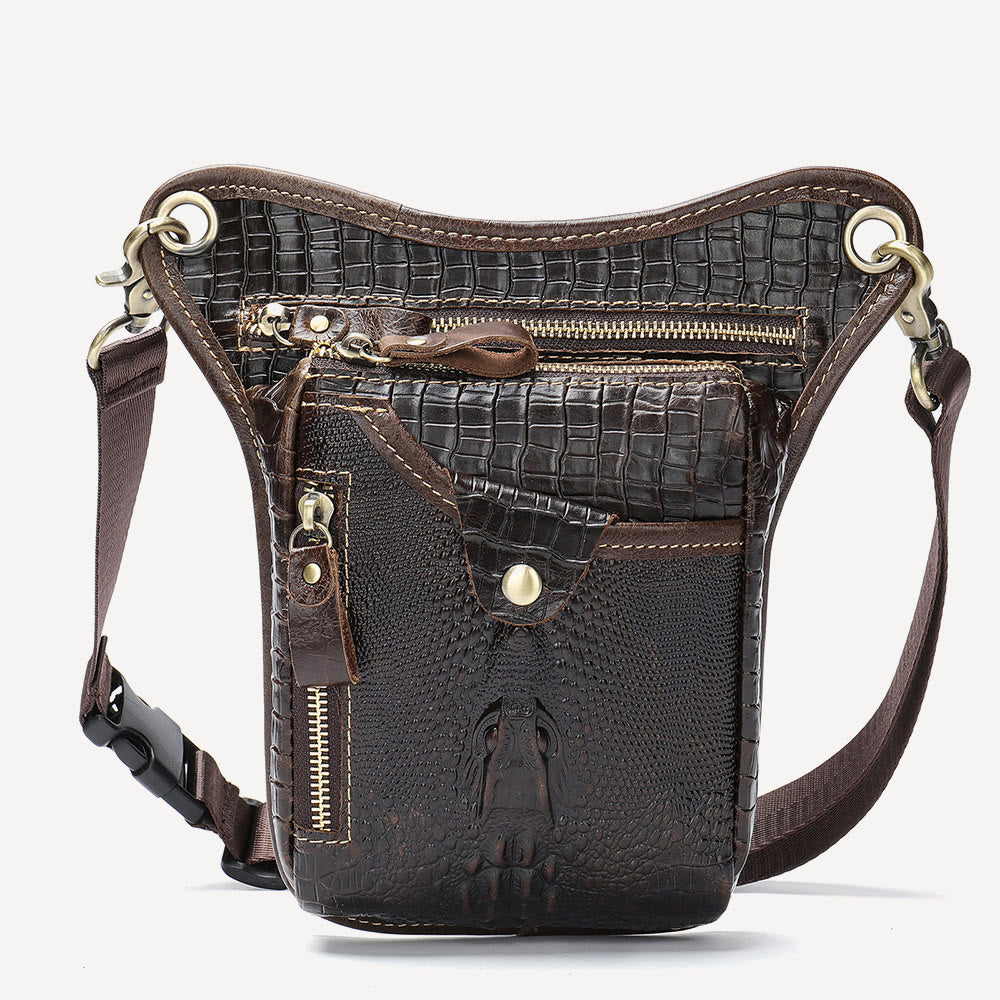 Genuine Leather Retro Waist Bag Thigh Bag with Leg Strap