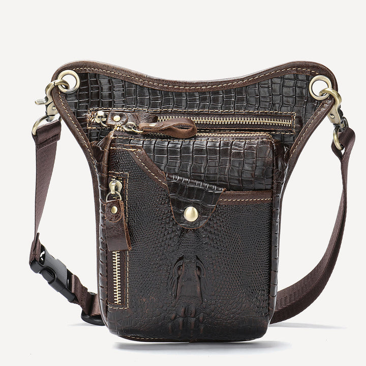 Genuine Leather Retro Waist Bag Thigh Bag with Leg Strap