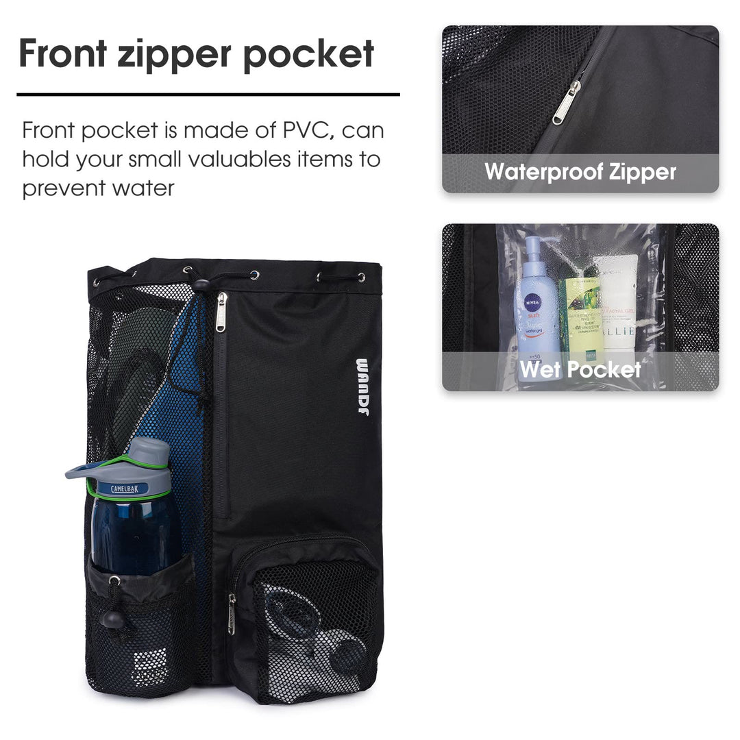 Swim Bag Drawstring Mesh Backpack for Swimming Gym Workout Gear