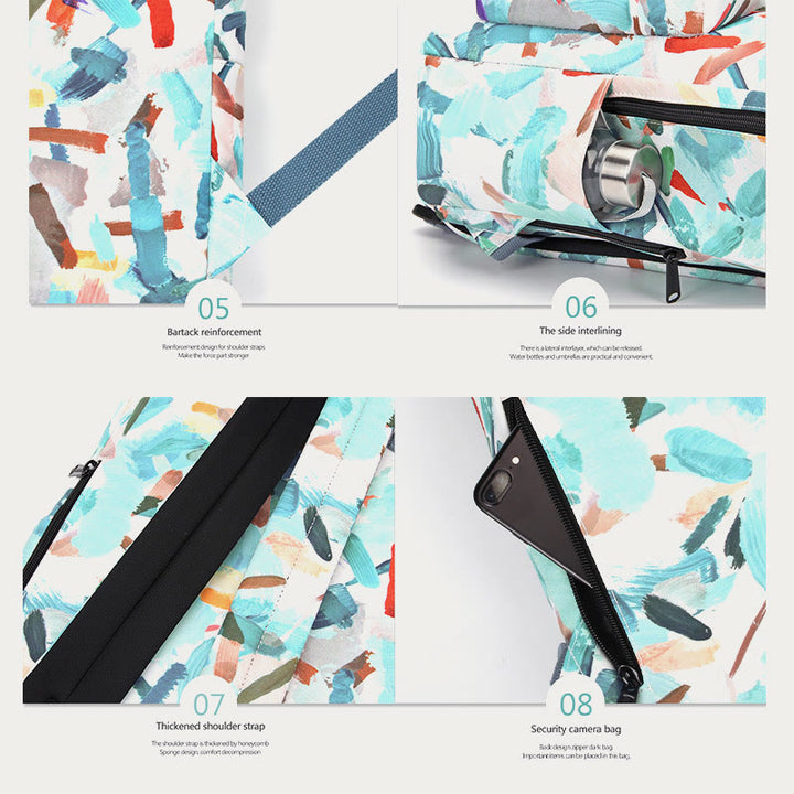 Multicolor Printed Laptop Backpack15.6 Inch College School Bookbag Travel Daypack