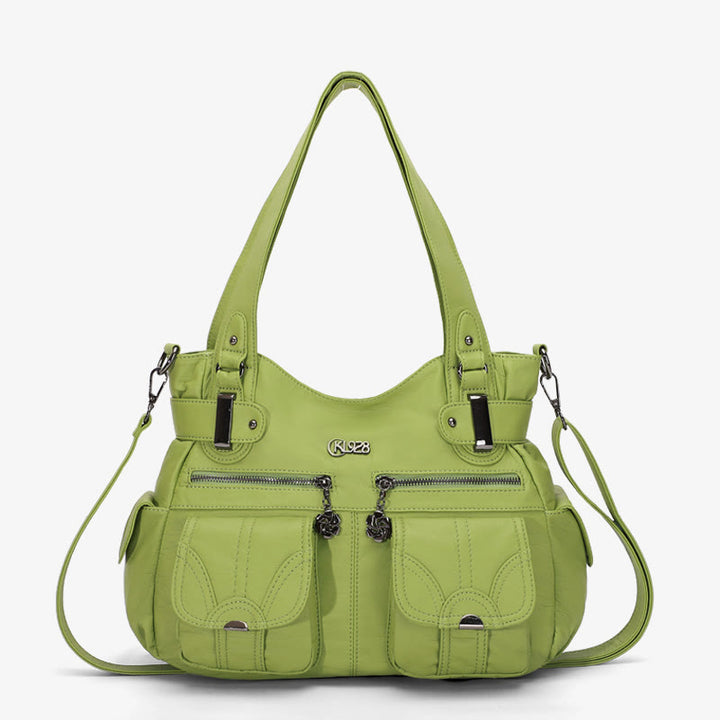 Tote For Women Daily Outing Multiple Pocket Solid Color Bag - YellowGreen - image 23