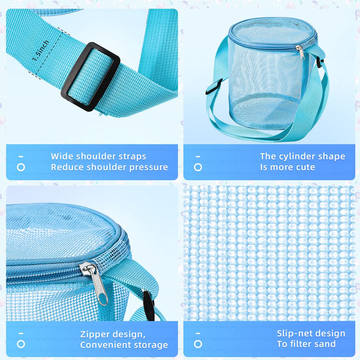 4 Pieces Beach Bag For Children Summer Holiday Shell Collecting Bag