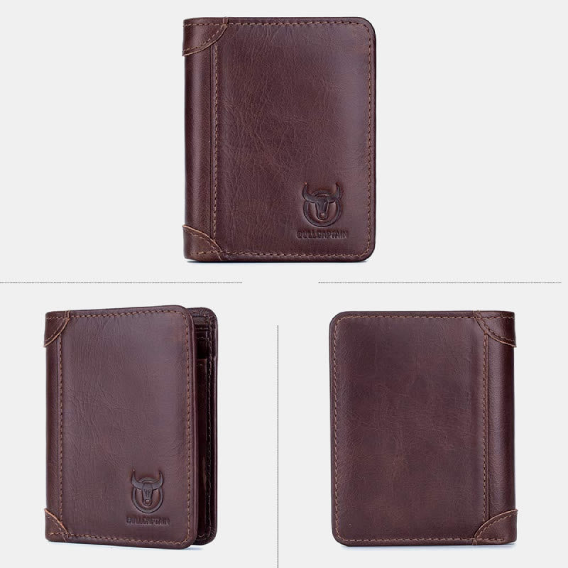 RFID Large Capacity Genuine Leather Bifold Wallet