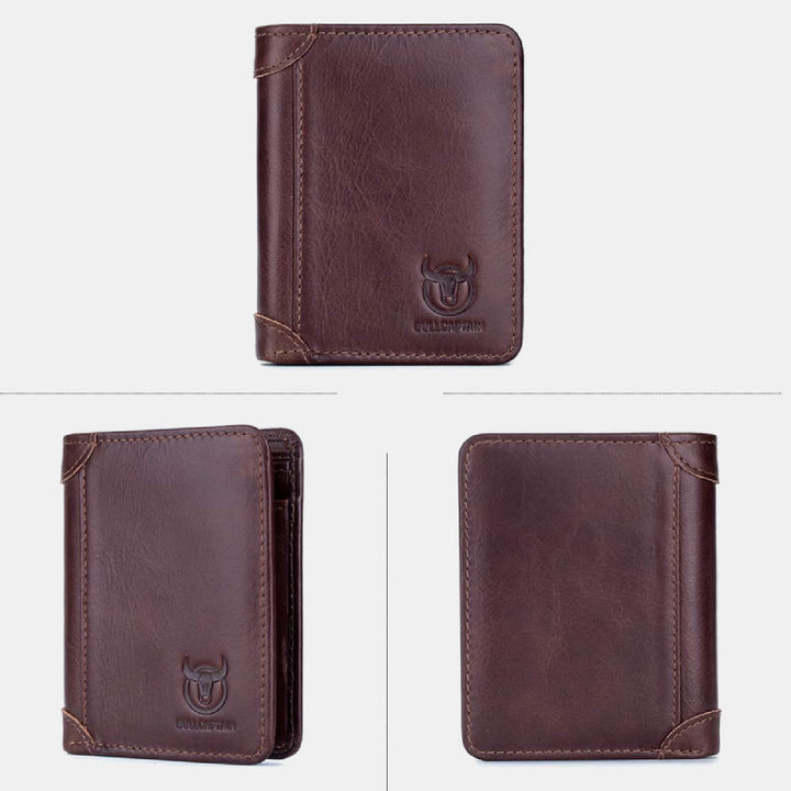 RFID Large Capacity Genuine Leather Bifold Wallet