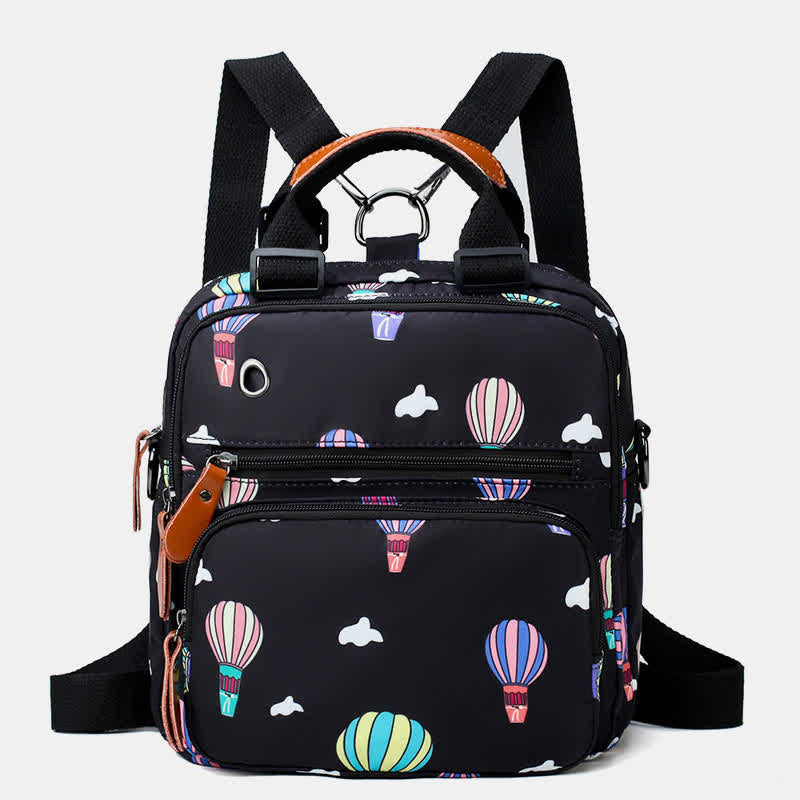 Multifunctional Waterproof Flower Printing Backpack Floral Diaper Bag Crossbody Bag