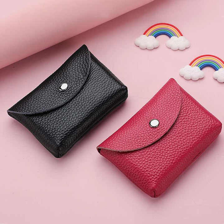 Genuine Leather Coin Purse Mini Wallet Card Holder with Zipper Pocket