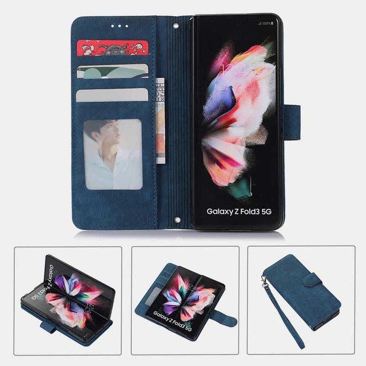 Wallet Case for Galaxy Z Fold 5/4/3 with S Pen Holder Crossbody Strap