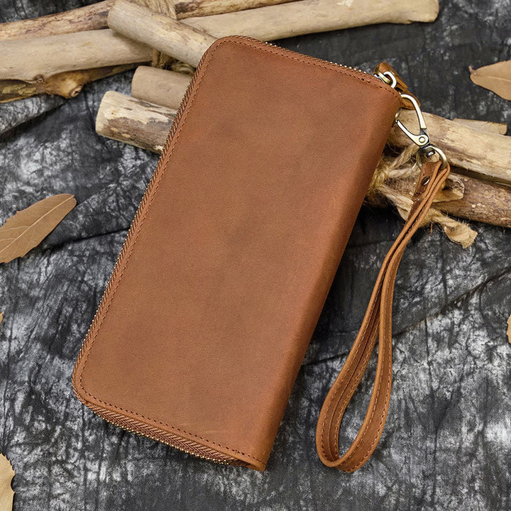 Long Wallet For Men Genuine Leather Retro Casual Clutch