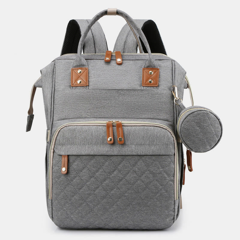 Multi Functional Mommy Bag With Crib Simple Waterproof Oxford Backpack