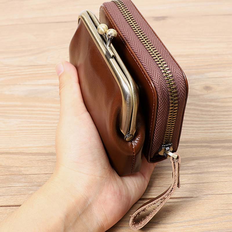 Retro Card Case Coin Purse Wallet Mini Handbag Zipper for Women - image 4