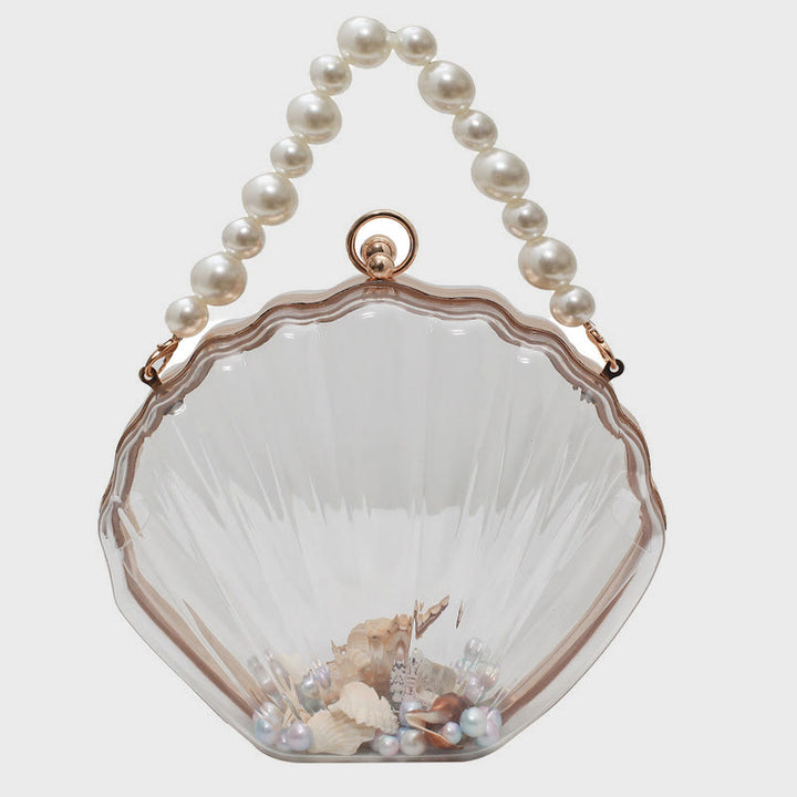 Crossbody Bag For Women Clip Pearl Chain Transparent Bag
