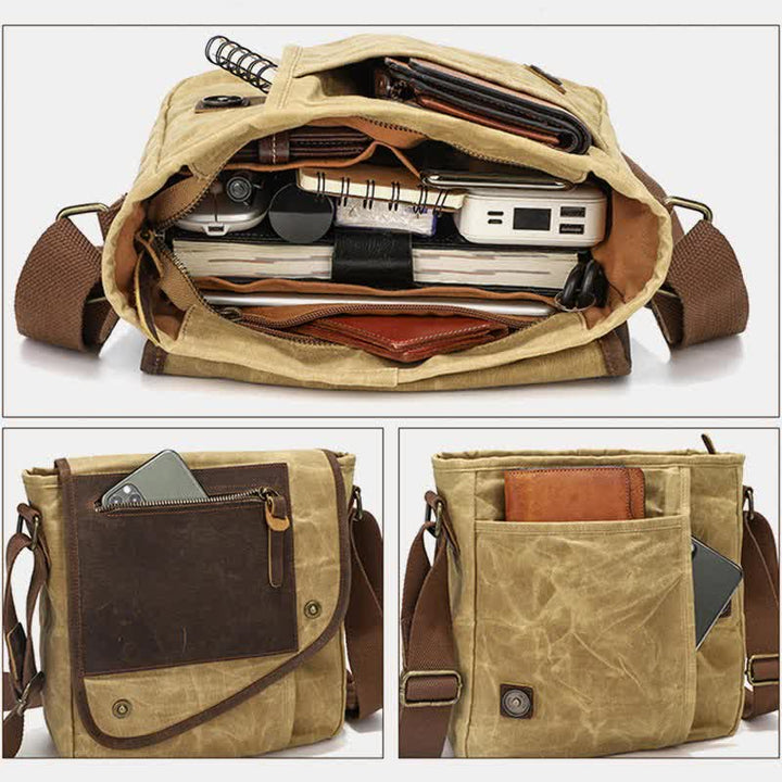 Men Messenger Bags Canvas Crossbody Shoulder Bag Travel Work Purse