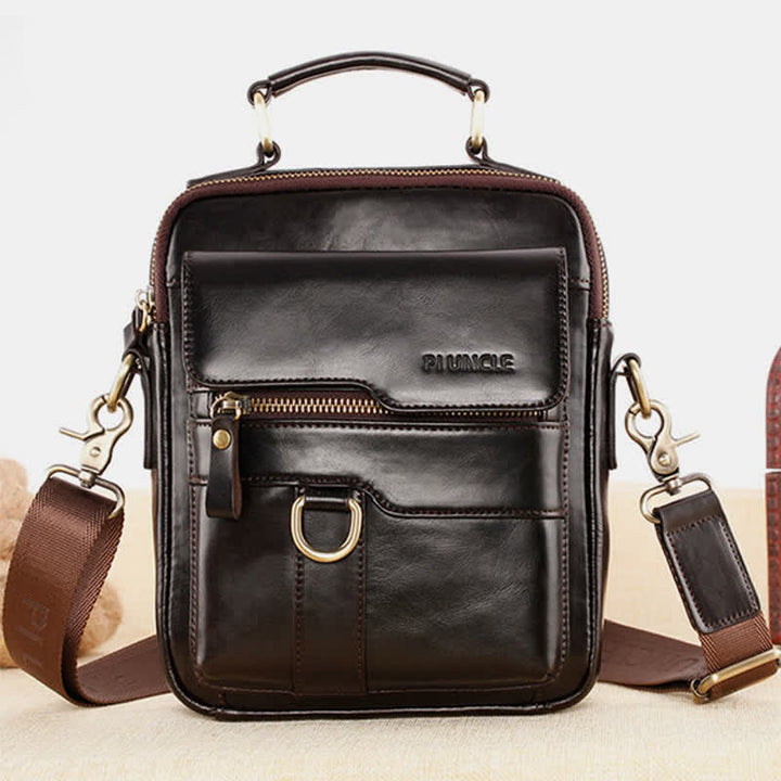 Genuine Leather Crossbody Bag Vintage Messenger Handbag for Men