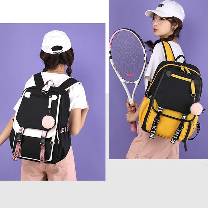 Teenage Girls School Backpack Student Bookbag with USB & Earphone Port