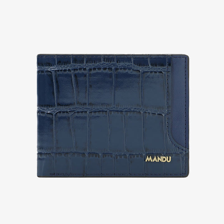 RFID Zipper Wallet For Men Stone Print Leather Purse