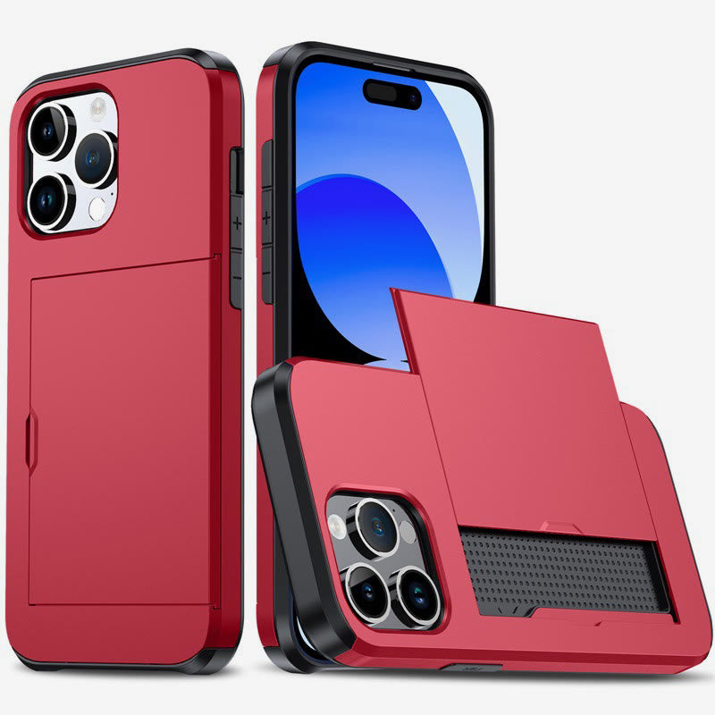 Iphone Slide Card Phone Case 2 In 1 Anti Fall Wallet Case
