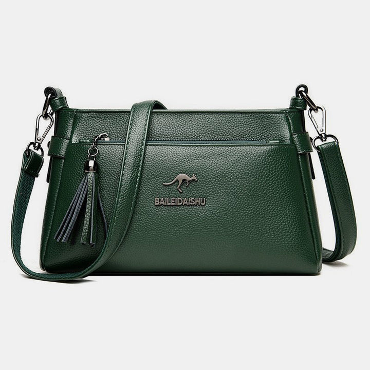 Genuine Leather Crossbody Purse for Women Small Tassel Crossover Shoulder Bag - DarkGreen - image 22
