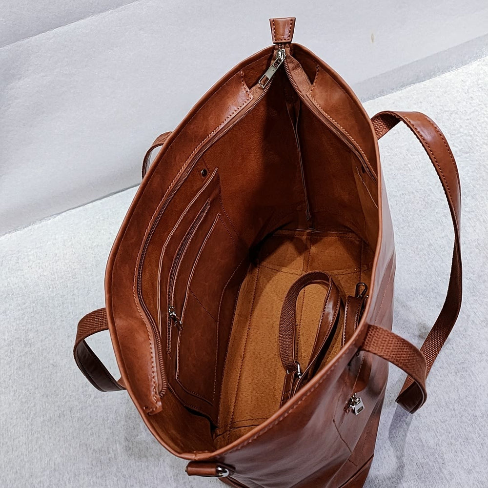 Retro Women Shoulder Bag Soft Vegan Leather Crossbody Travel Tote - image 1